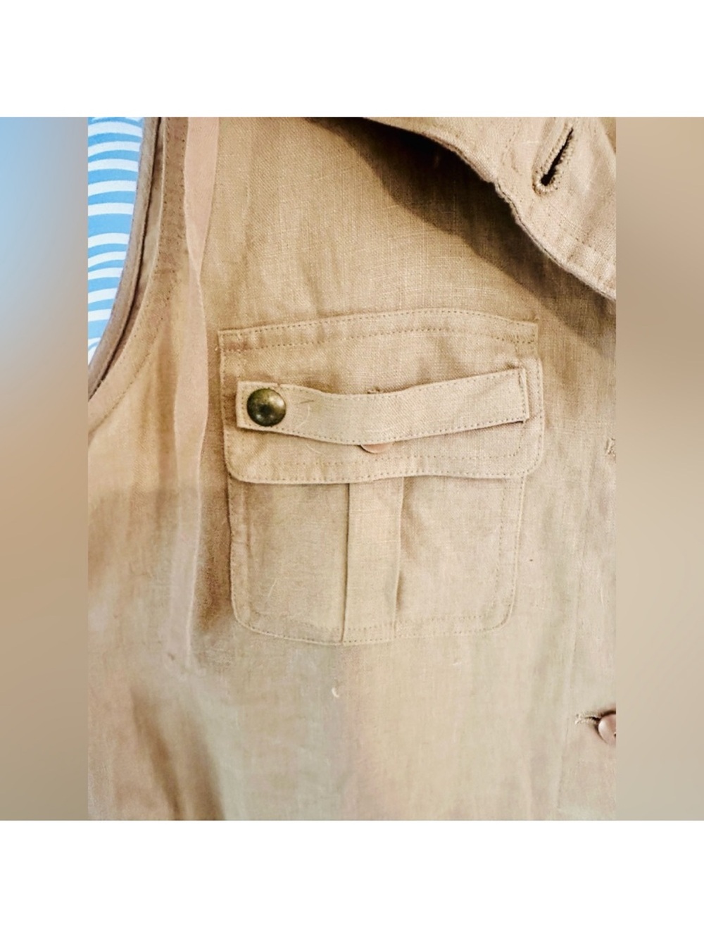 Ralph Lauren 100% Linen Relaxed Fit, Utility Vest - Picture 7 of 8